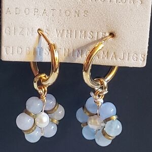 Anthropologie Mini Floral charm hoop earrings with purple agate New with tags